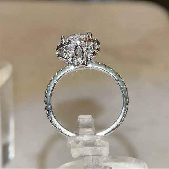 14k 3ct with Halo and pave band moissanite ring - Picture 7 of 12